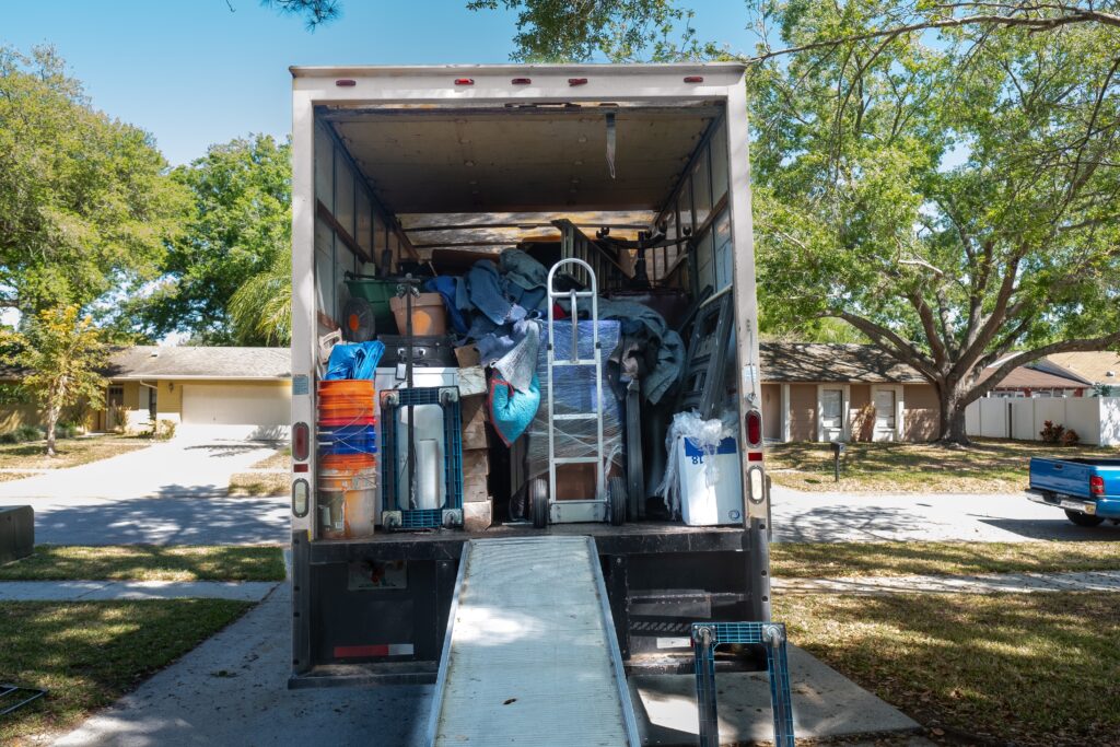 Moving truck packed with belongings for storage in Canton, Ohio.