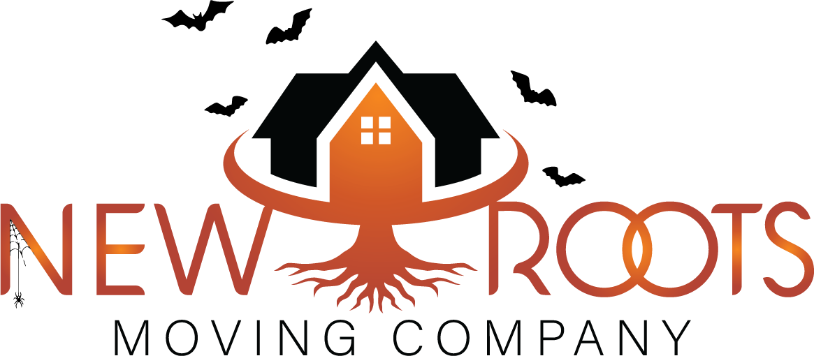 New Roots Moving Company logo with fall colors and bats.